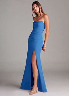 Azazie Leonis Bridesmaid Dresses Blue Jay Sheath Strapless Chiffon Convertible Dress image3
