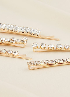 front Assorted Rhinestone Hair Clip Set