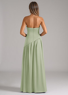 Azazie Adeline Robes de demoiselle d'honneur Robe Trapèze Convertible en Satin extensible Sans bretelle Vert Sauge image5