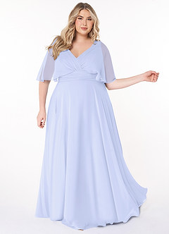 Azazie Pamela Bridesmaid Dresses Lavender A-Line V-Neck Pleated Chiffon Dress image3