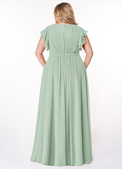 Azazie Daphne Modest Bridesmaid Dresses A-Line Ruffled Chiffon Floor-Length Dress image7