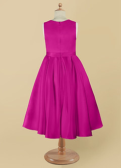Azazie Coco Flower Girl Dresses Fuchsia A-Line Bow Matte Satin Dress image9