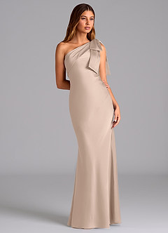 Azazie Yuanna Bridesmaid Dresses English Rose Mermaid One Shoulder Stretch Satin Dress image5
