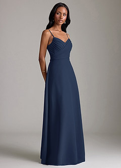 Azazie Kali Bridesmaid Dresses Dark Navy A-Line Pleated Chiffon Dress image3