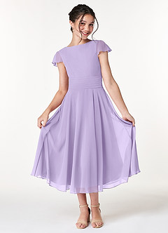 Azazie Payton Junior Lilac A-Line Bow Chiffon Dress image3