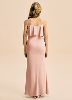 Azazie Galene Junior Syrena Satyna elastyczna Długość podłogi Młodsza druhna Sukienka image2