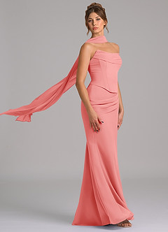 Azazie Sorrel Bridesmaid Dresses Coral Mermaid Corset Chiffon Dress image3