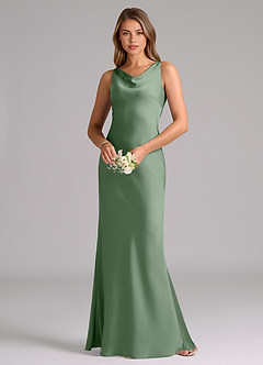 Azazie Allettie Brautjungfernkleider Meerjungfrau-Linie Stretch-Satin Kleid Matcha image3
