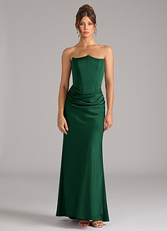 Azazie Debby Bridesmaid Dresses Dark Green Mermaid Strapless Stretch Satin Convertible Dress image5