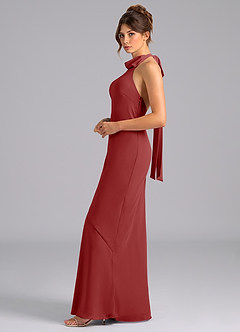 Azazie Velli Robes de demoiselle d'honneur Robe Sirène en Mousseline de soie Arc Rouille image5