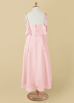 Azazie Temi Flower Girl Dresses Blushing Pink A-Line Spaghetti Strap Chiffon Dress image11