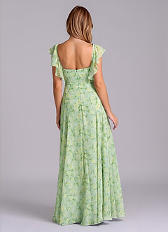 Azazie Leilani Bridesmaid Dresses Sage Dreamy Floral A-Line Pleated Chiffon Dress image2