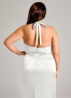 Azazie Valerie Suknie dla druhen Syrena Pofałdowany Satyna elastyczna Do ziemi Sukienka image8