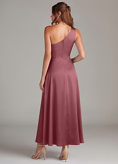 Azazie Brooke Suknie dla druhen Linia A Jedno ramię Satyna elastyczna Długość kostki Sukienka image7