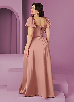 Barbie ♥ Azazie Robes de demoiselle d'honneur Robe Trapèze en Satin extensible Rayé Rosette image11