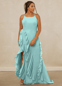 Christian Siriano Bridal for Azazie 1006 Robes de demoiselle d'honneur Robe Sirène en Mousseline de soie Rayé Aqua image10
