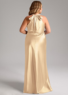 Azazie Doretta Bridesmaid Dresses Gold Mermaid Bow Metallic Satin Dress image13