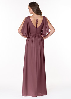 Azazie Temeka Robes de demoiselle d'honneur Robe Trapèze en Mousseline de soie Rayé Sangria image6