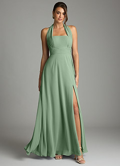 Azazie Tamira Suknie dla druhen Linia A Pofałdowany Szyfon Do ziemi Sukienka image1