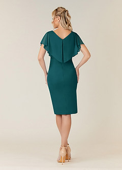 Azazie Waverly Mother of the Bride Dresses Peacock Sheath Pleated Mesh Dress image2