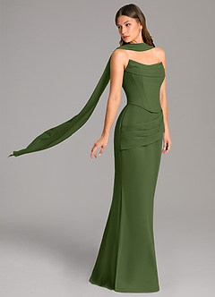 Azazie Sorrel Bridesmaid Dresses Olive Mermaid Corset Chiffon Dress image3