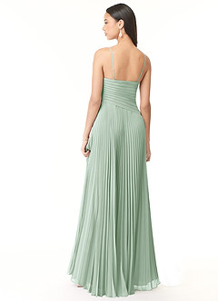 Azazie Vini Bridesmaid Dresses Agave A-Line V-Neck Pleated Chiffon Dress image2