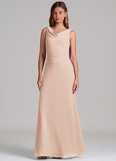 Azazie Nerine Brudtärnklänningar Klä av A-Linje i Chiffong Plisserad Engelsk Ros image4