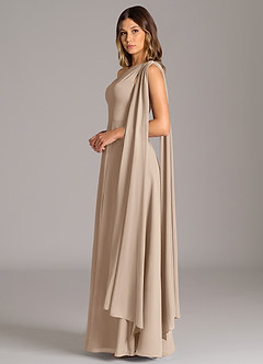 Azazie Tella Bridesmaid Dresses Taupe A-Line One Shoulder Chiffon Dress image5