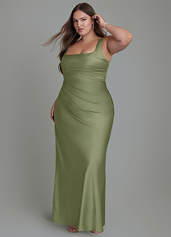 Azazie Agustina Bridesmaid Dresses Garden Sage Mermaid Corset Stretch Satin Dress image10