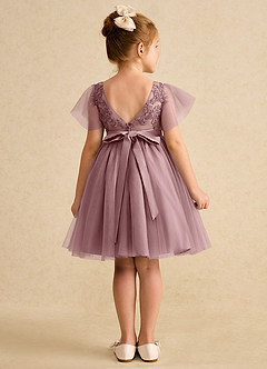 Azazie Queenie Flower Girl Dresses Dusty Rose A-Line Lace Dress image2