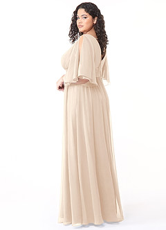 Azazie Temeka Bridesmaid Dresses White Alabaster A-Line Ruched Chiffon Dress image10