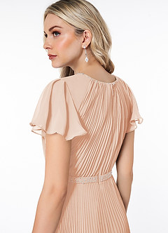 Azazie Kara Bescheiden Bruidsmeisjekleding A-Lijn Geplooid Chiffon Vloerlengte Jurk image6