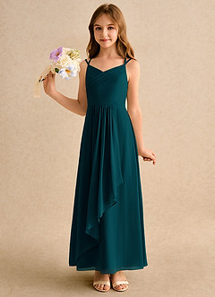 Azazie Zaida Girls Formal Flower Girl Klänningar Klänning A-Line i Chiffong Plisserad image6