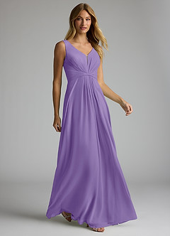 Azazie Gina Bridesmaid Dresses Tahiti A-Line V-Neck Pleated Chiffon Dress image3