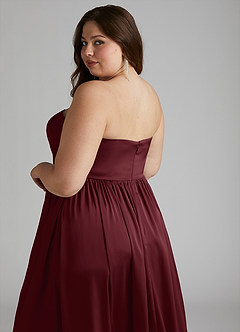 Azazie Morana Bridesmaid Dresses Cabernet A-Line Off the Shoulder Stretch Satin Convertible Dress image10