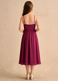 Azazie Twilight Dance Girls Formal Flower Girl Dresses Burgundy A-Line Pleated Chiffon Dress image2