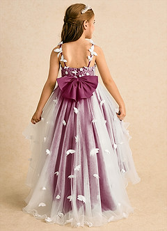 Azazie Darlina Flower Girl Dresses Ivory Mulberry Ball-Gown Lace Tulle Dress image7