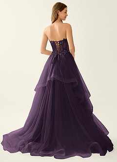 Anais Violet Foncé Robe de bal à corset, laçage au dos et volants en dentelle image2
