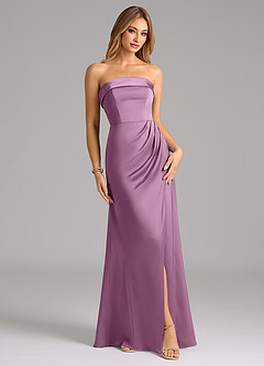 Azazie Aretha Brautjungfernkleider Wandelbar A-Linie Schulterfrei Stretch-Satin Kleid Blauregen image1
