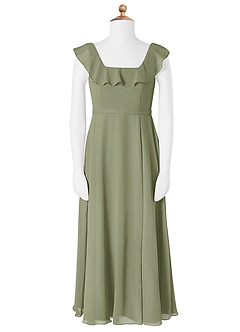 Azazie Jinny Junior Pistachio A-Line Ruched Chiffon Dress image4