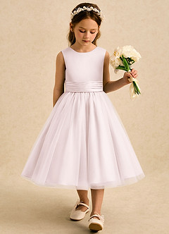 Azazie Bea Flower Girl Klänningar Klänning A-Line i Matt satäng Rosett image4