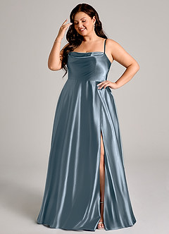 Azazie Elle Brautjungfernkleider A-Linie mit Taschen Metallischer Satin Kleid Zwielichtviolett image10