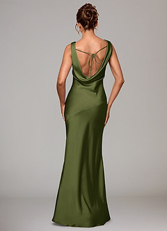 Azazie Rylina Bridesmaid Dresses Olive Mermaid Stretch Satin Dress image10