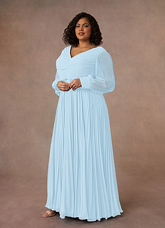 Azazie Zina Mother of the Bride Dresses Sky Blue A-Line Pleated Chiffon Dress image9