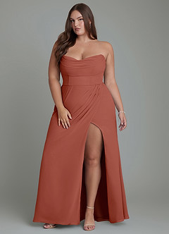 Azazie Johana Abiti da Damigella Abito Convertibile Sirena in Chiffon Spalle Scoperte Auburn image16