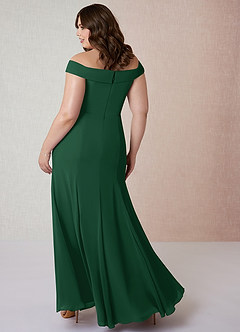 Azazie Lecia Bridesmaid Dresses Dark Green Empire Off-The-Shoulder Pleated Chiffon Convertible Dress image9