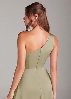 Azazie Brooke Suknie dla druhen Linia A Jedno ramię Satyna elastyczna Długość kostki Sukienka image2