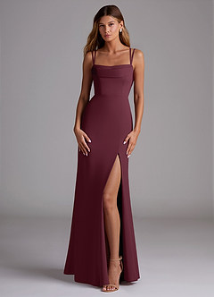 Azazie Callan Bridesmaid Dresses Cabernet Mermaid Pleated Chiffon Convertible Dress image3