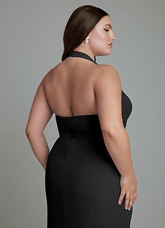 Azazie Jemma Vestidos de damas de honor Vestido Negro de Gasa de Corte Recto con Plisado image8