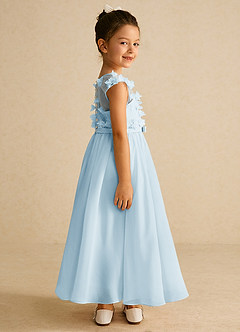 Azazie Arlo Flower Girl Dresses Sky Blue A-Line Bow Chiffon Dress image3